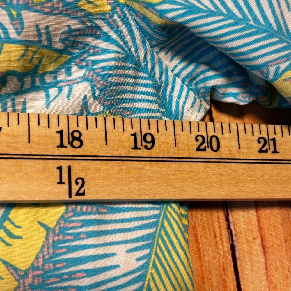 Vineyard Vines Performance Dress Women 2 Blue Yellow‎ Palm Tropic Coastal Preppy